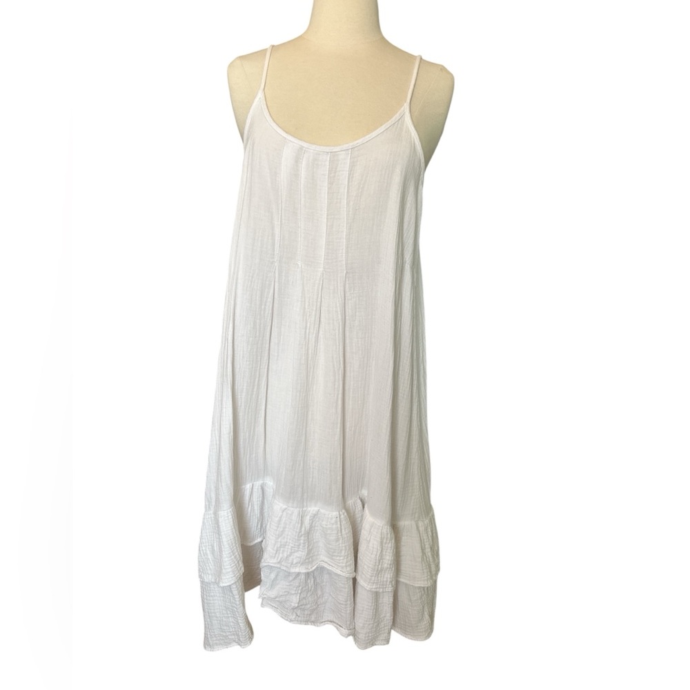 4our dreamers cotton white White Ruffled Tiered Midi Sundress